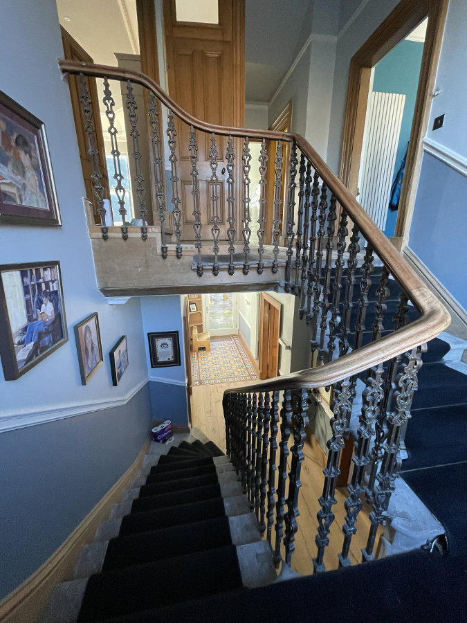 Stairs and lower hall