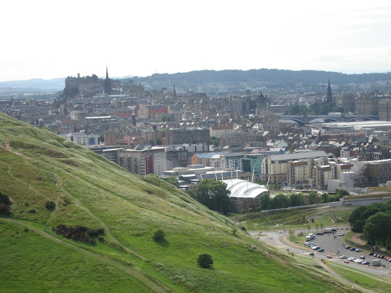 Edinburgh Castle, The Old Town and The Scottish Parliament from Whinny Hill