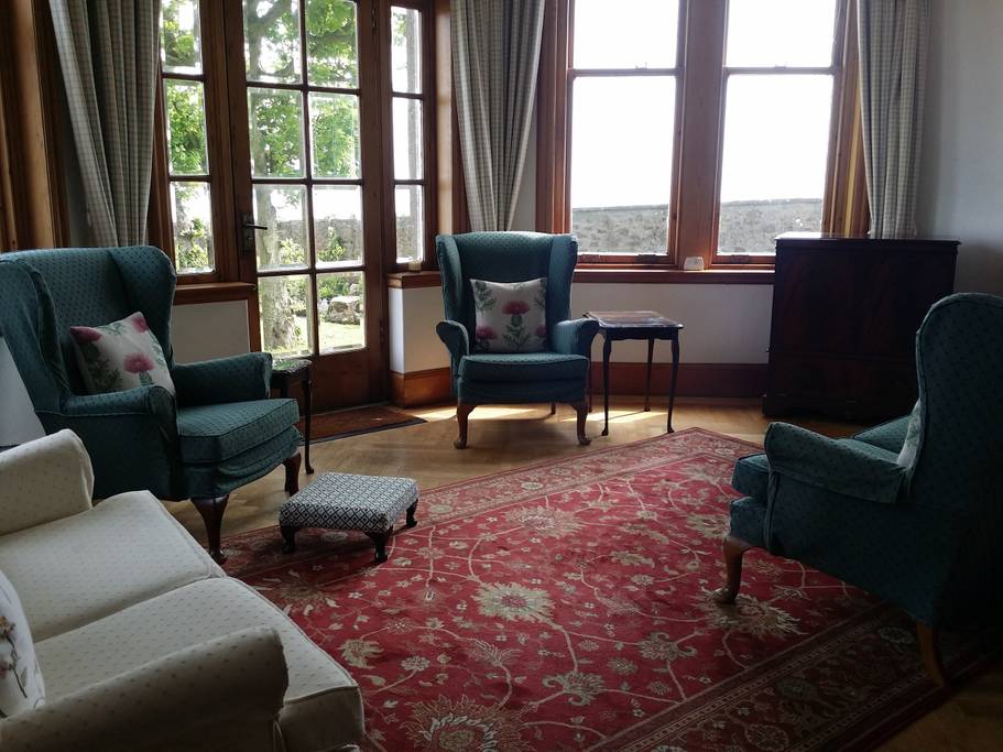 Living room with French doors