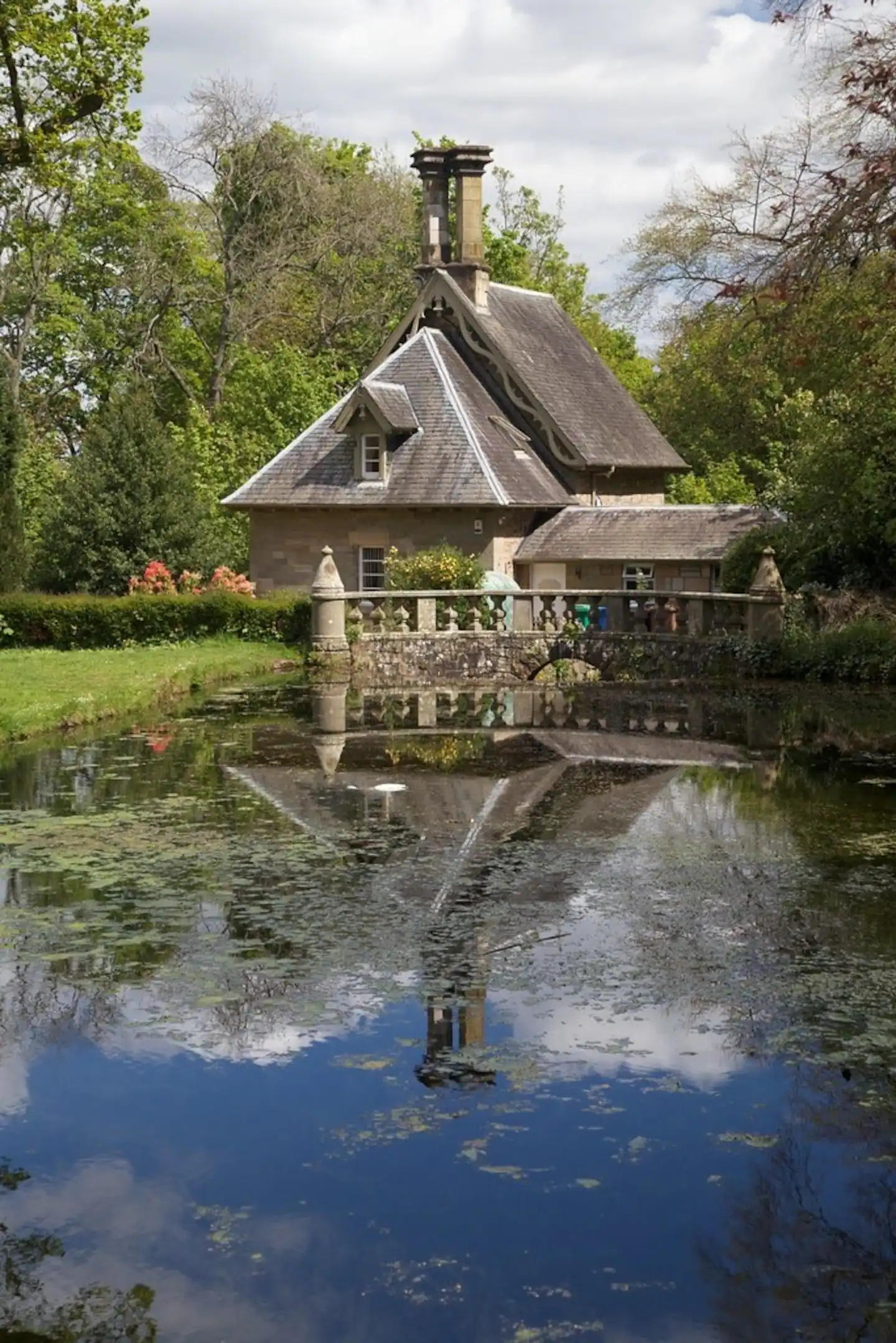 Duck pond at entrance to Falkland estate