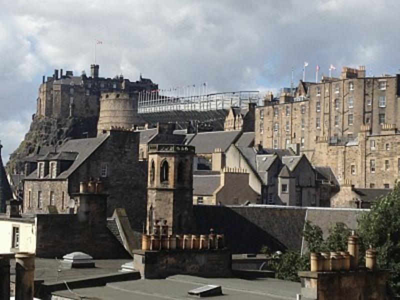 View to Edinburgh Castle from the Outsider restaurant nearby