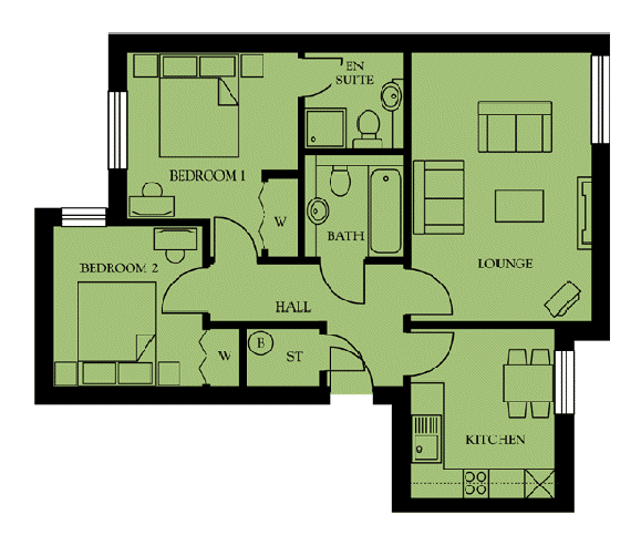 2 bedroom apartment (floor plan)
