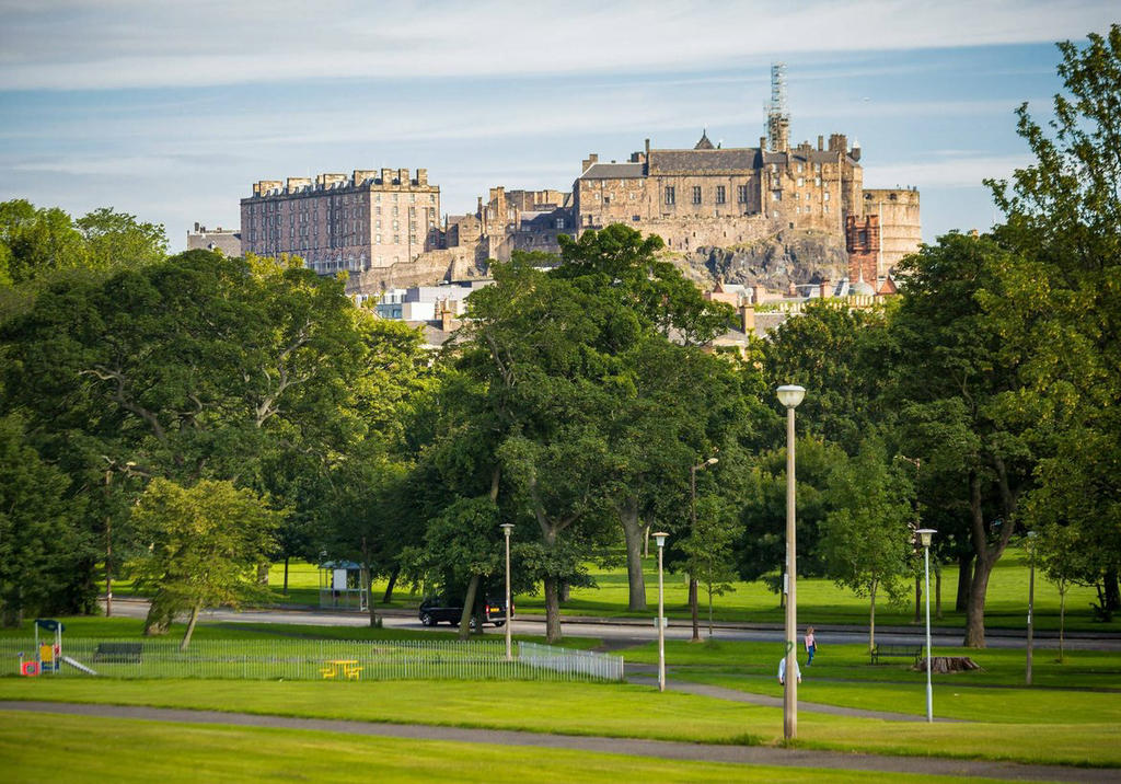 Looking Across The Meadows Towards Edinburgh Castle