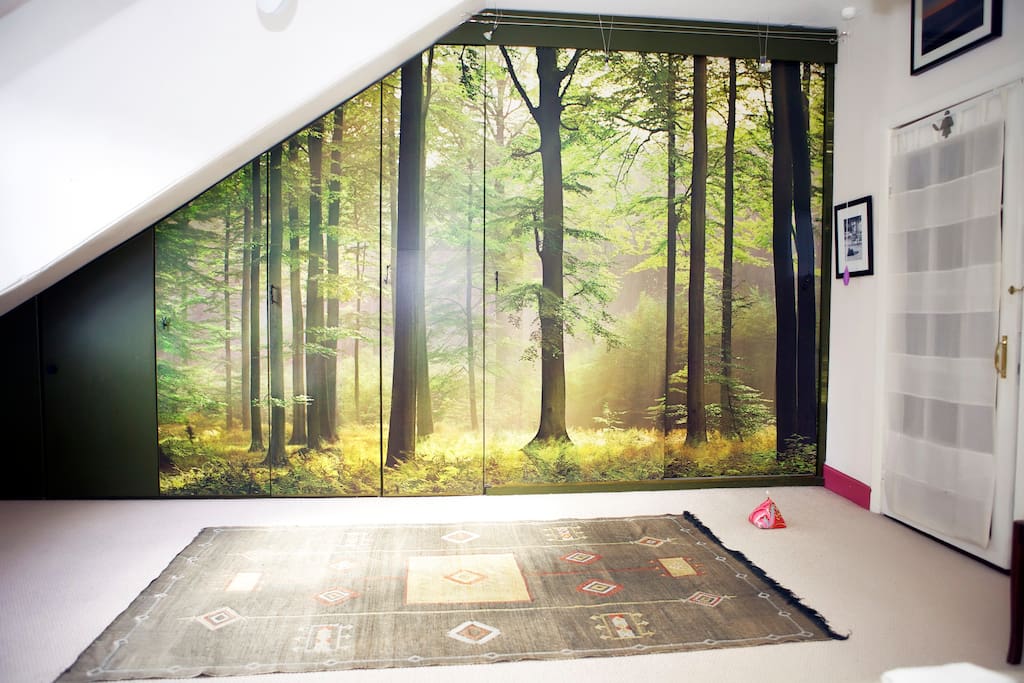 Master bedroom, giant forest wardrobe