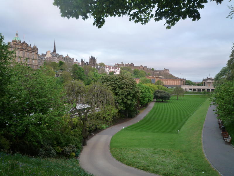 Princes Street Gardens with Edinburgh Castle in the background